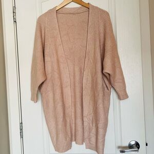 Ribbed Knit Shawl Cardigan natural Open Front Cozy Sweater